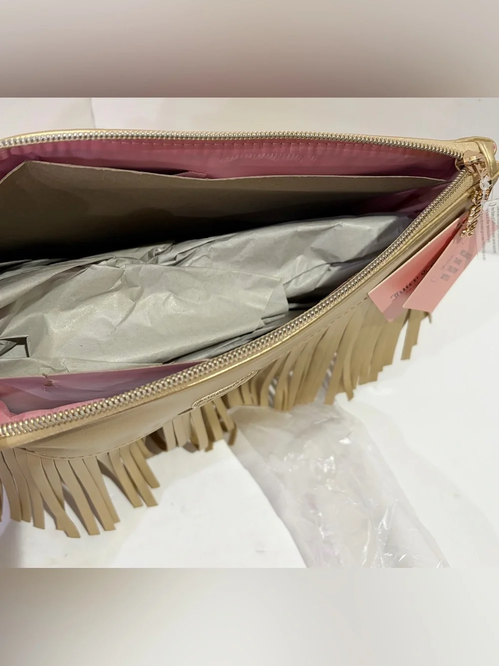 Juicy Couture Gold Fringe Cosmetic Bag NWT